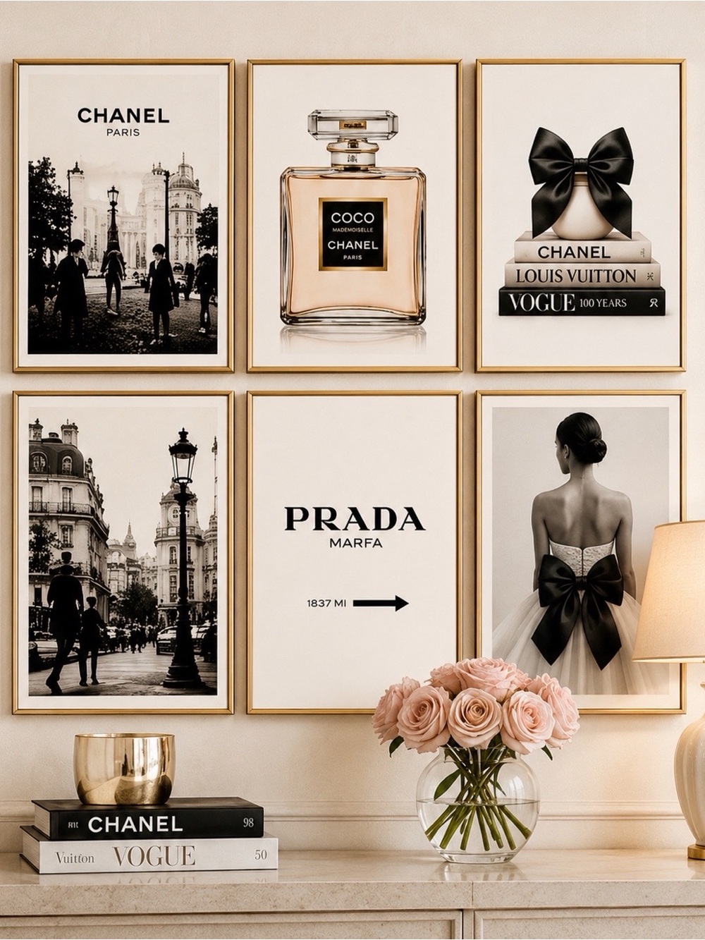 SET 6 | CHANEL INSPIRED PARIS PRINTS | BLACK WHITE GOLD FASHION GALLERY WALL